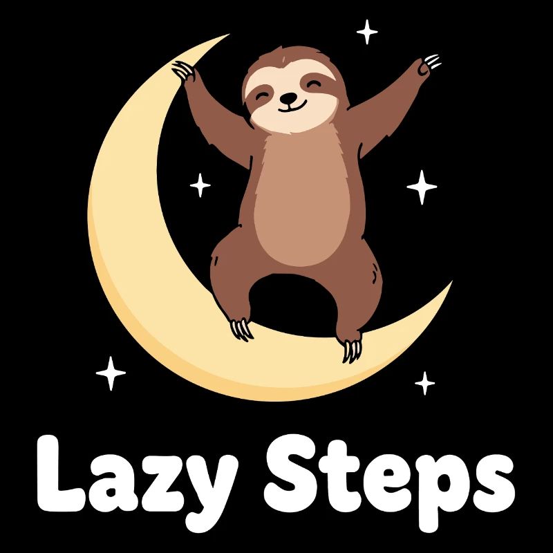 Moon sleep sloth on crescent moon