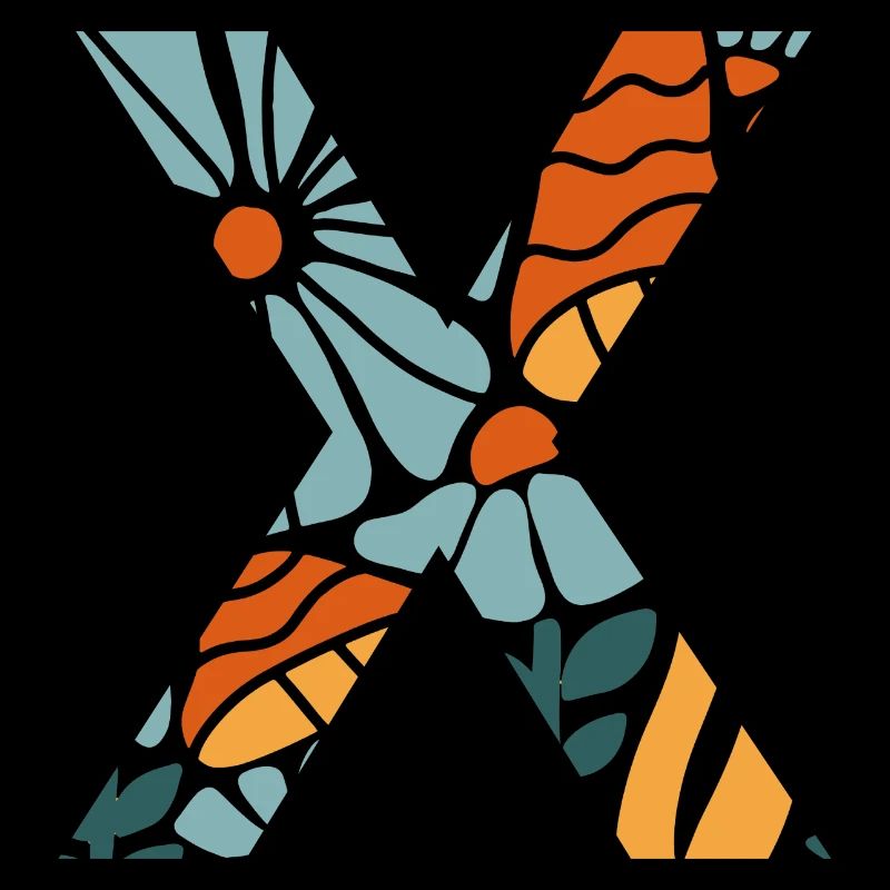 Letter x groovy flowers Geschenkidee