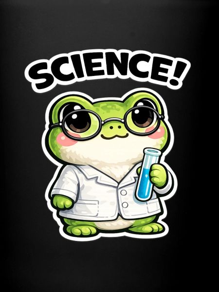 Science frog with glasses