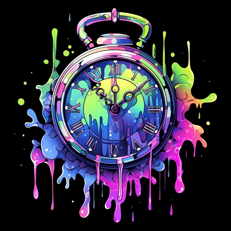 Bunte Uhr mit Farbspritzern