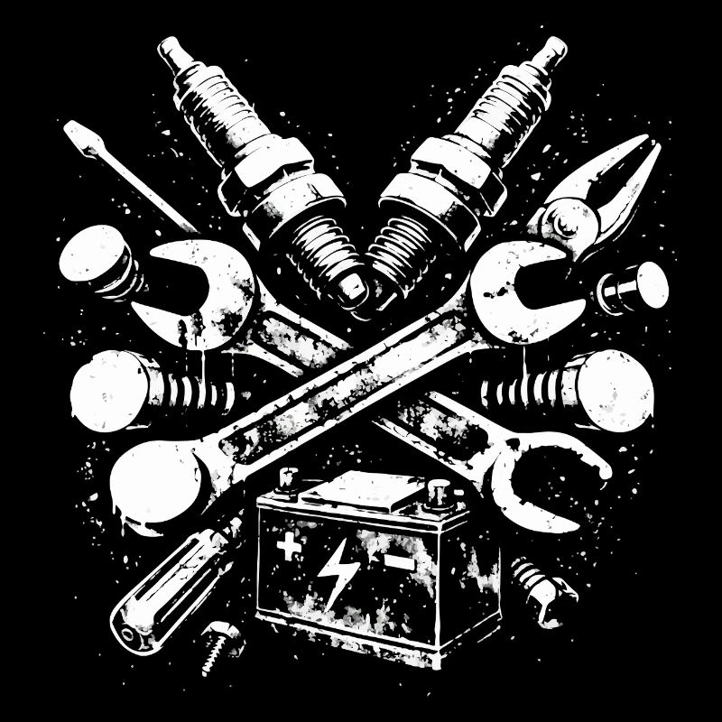 Mechanic Tool Grunge Spark Plug Battery