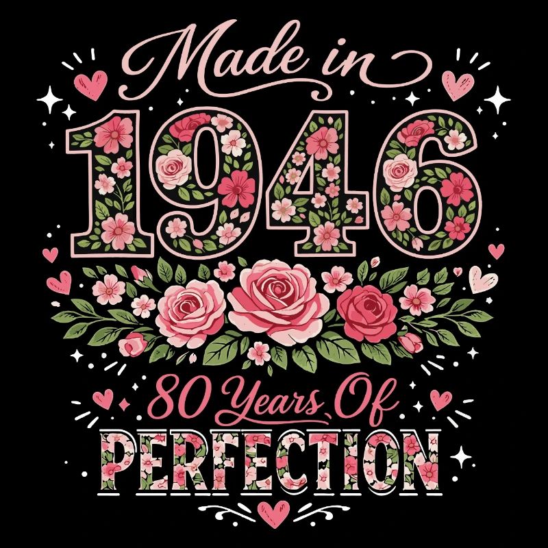 80 Years Woman Geschenk – Blumengeburtstag 1946