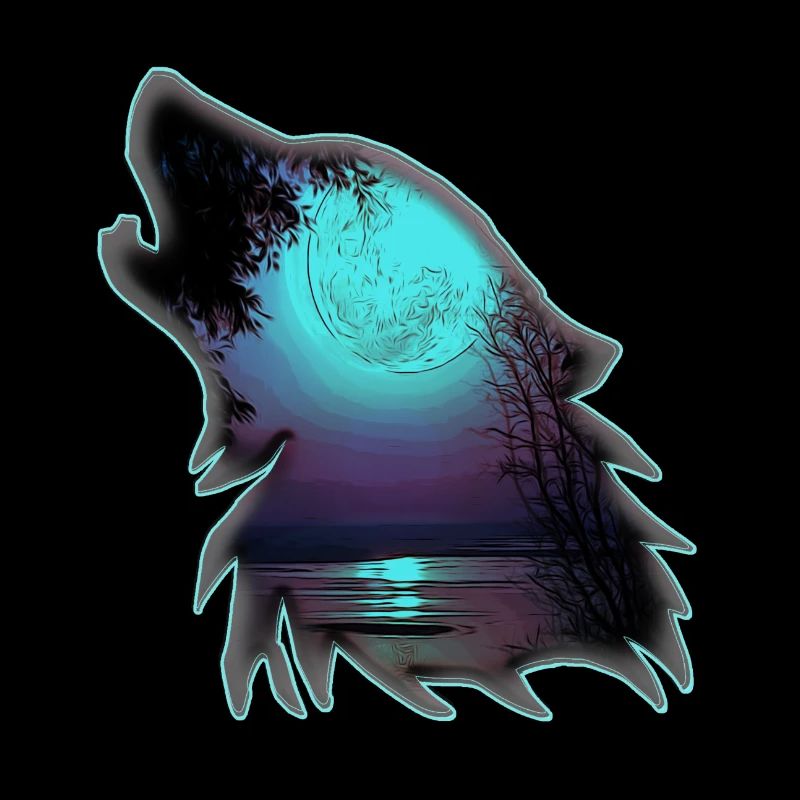 Wolf avec la lune | Création Yolo
