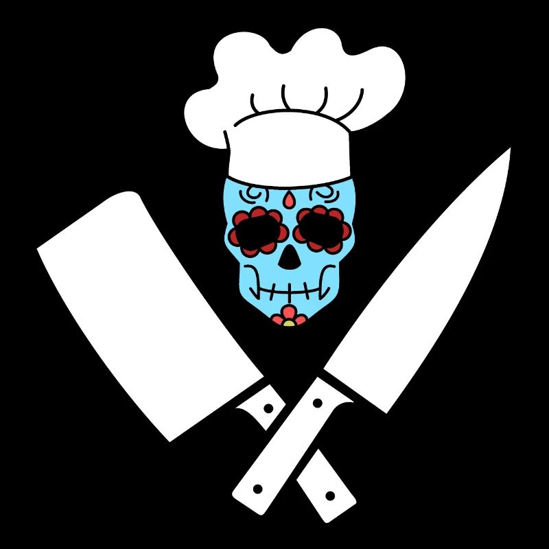 Couteau de cuisinier tête de mort gril Dia de Muertos