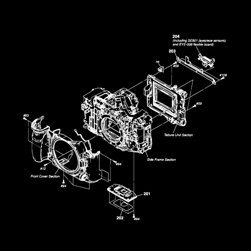 Retro Camera White Technical Illustration