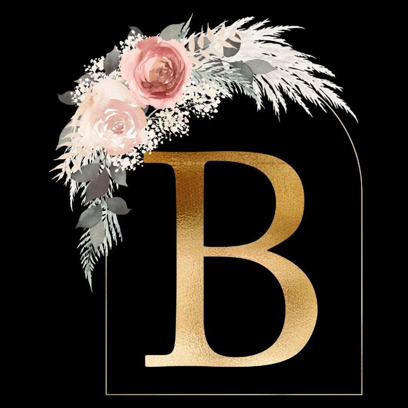 Personalisierbar Monogramm B Blumen Bogen