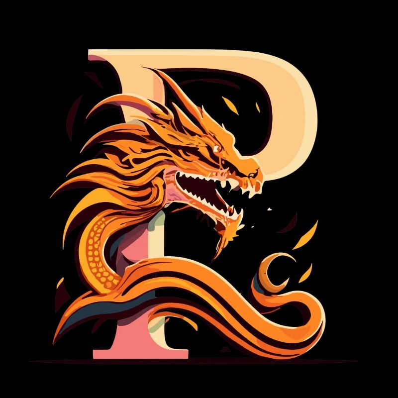 Lettre P avec dragon