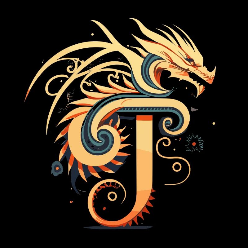 Lettre T avec dragon