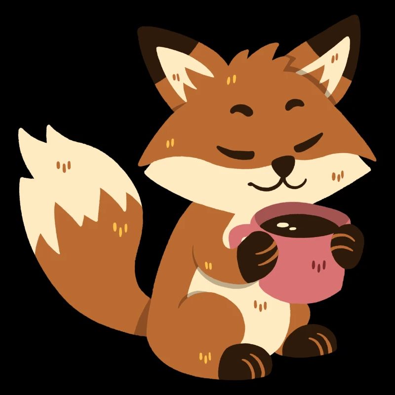 Fox drinks coffee