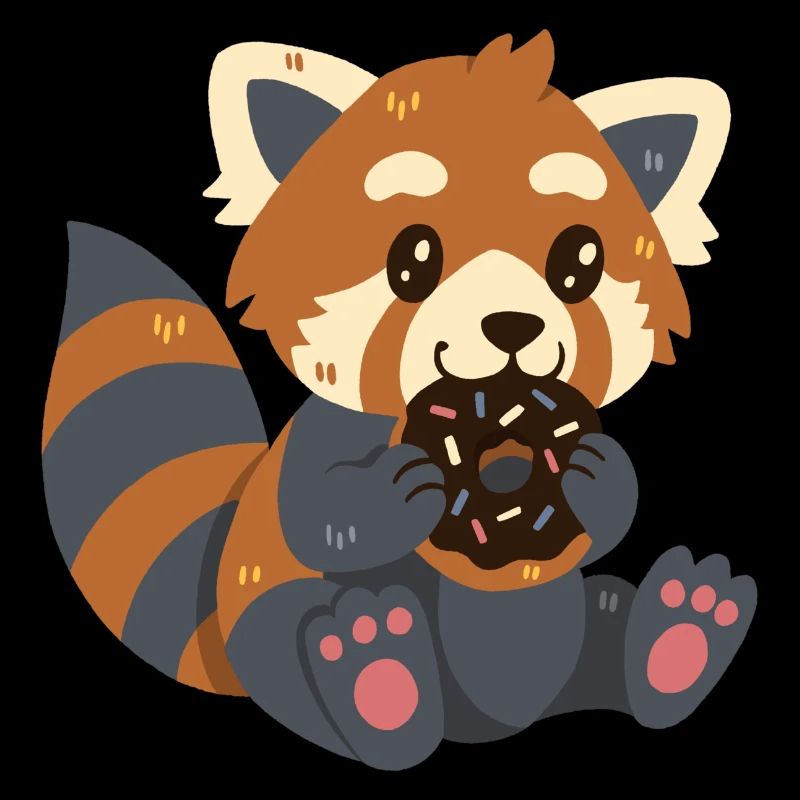Roter Panda mit Donut