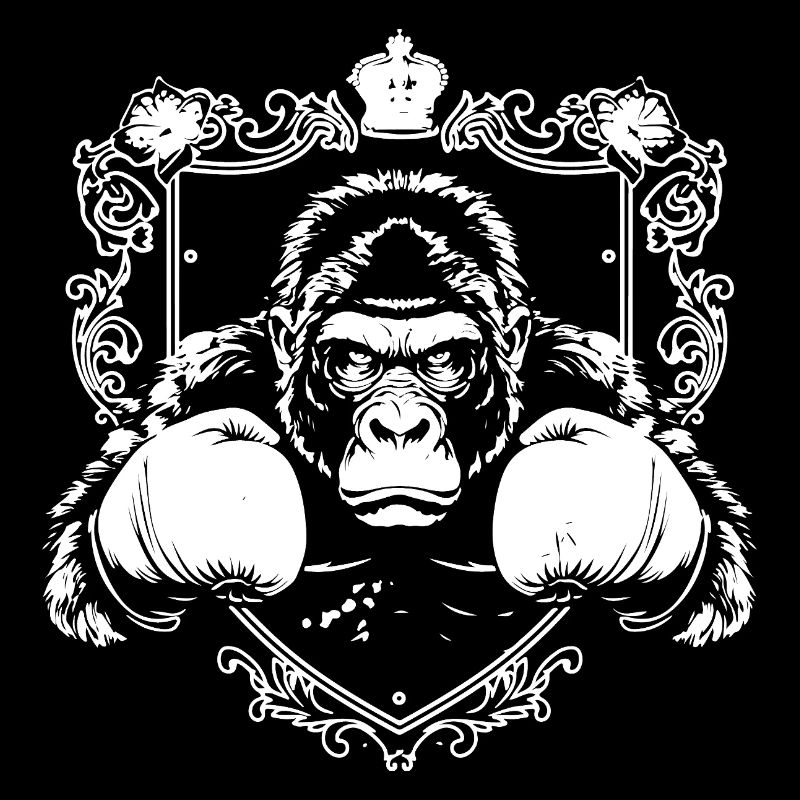 Strong gorilla with combat gloves