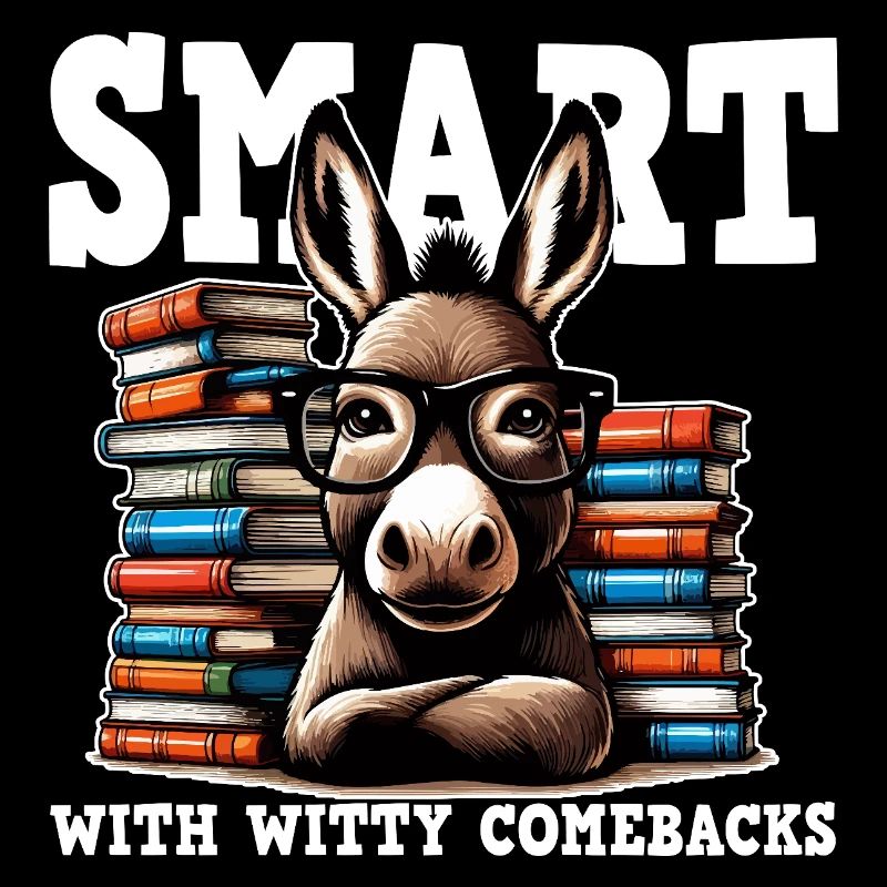 Scholarly donkey and stack of books