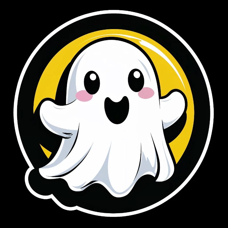 Kawaii ghost in a circle