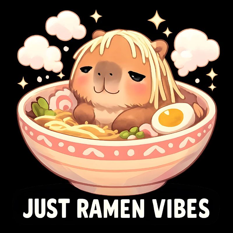 Capybara with ramen vibes