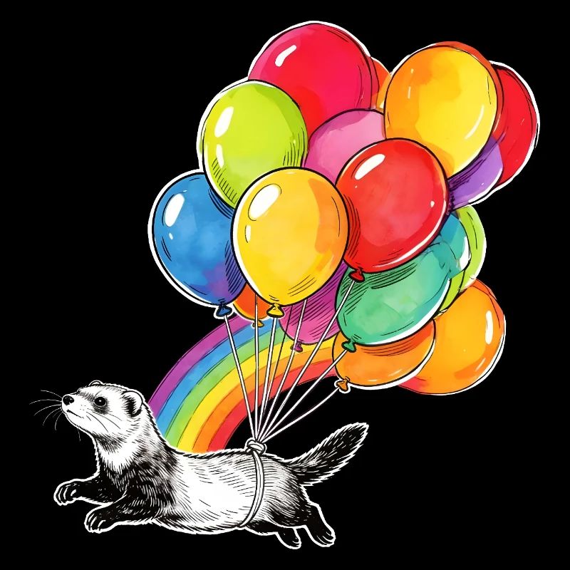 Ferret Balloons and Rainbow