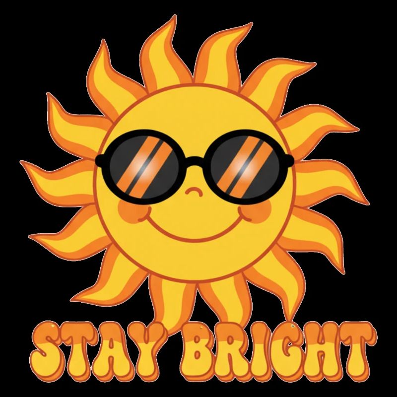 Stay Bright Retro Groovy Smiling Sun Design