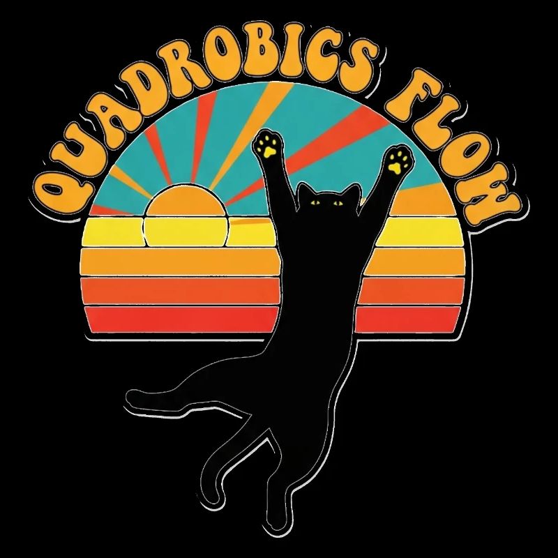 Retro Quadrobics Flow Black Cat 70er Sonnenuntergang