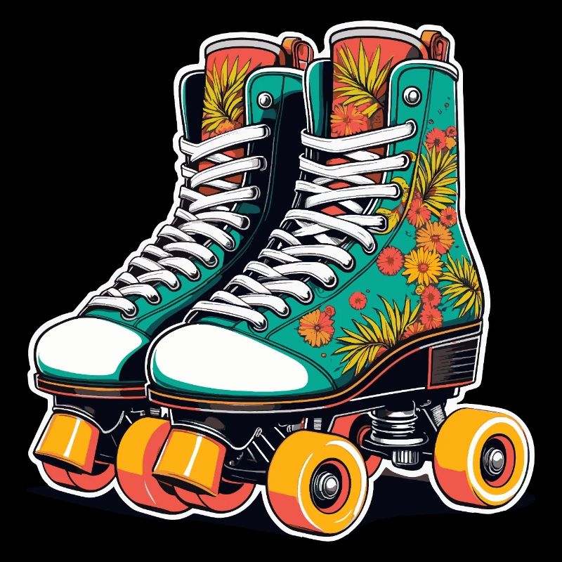 Floral Flair Roller Skates Teal