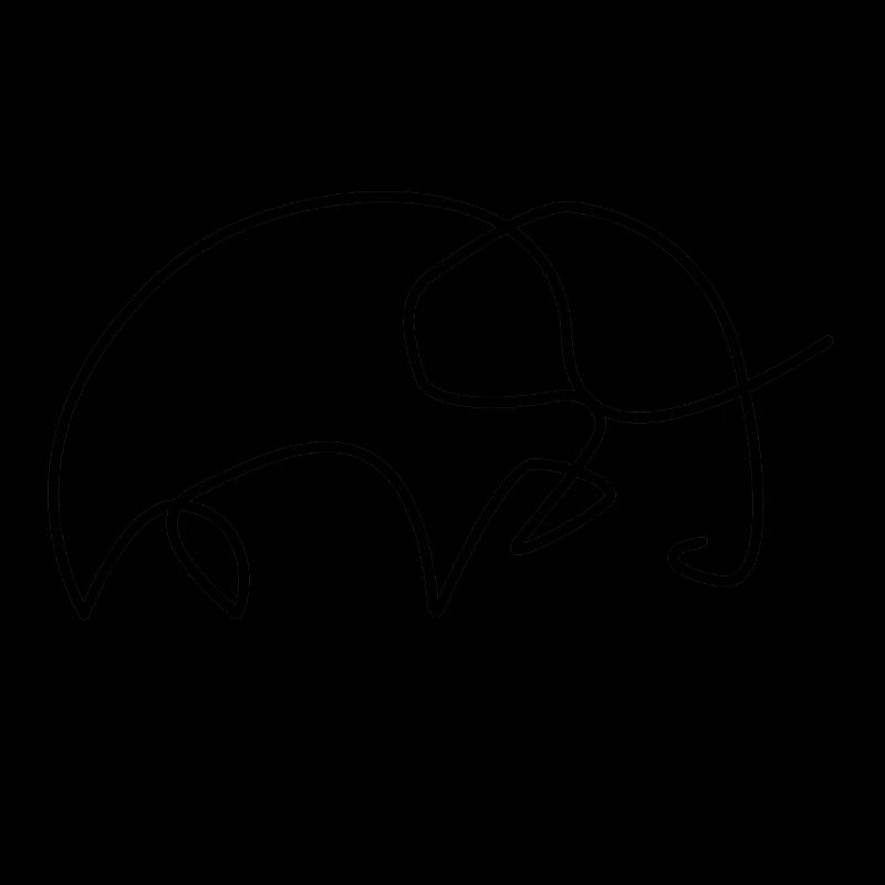 one line elephant black