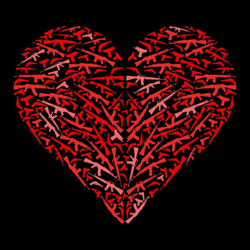 Fusils coeur armes à feu mitrailleuse tir