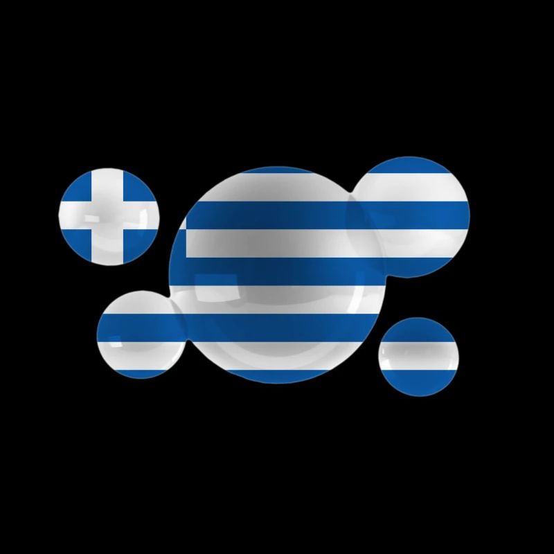 Drapeau de la Grèce sur les bulles