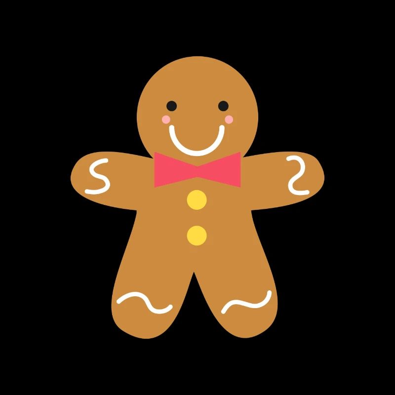 Cute Gingerbread Man Cookie With Red Bow