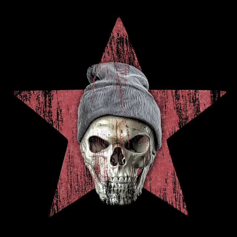 totenkopf und roter stern