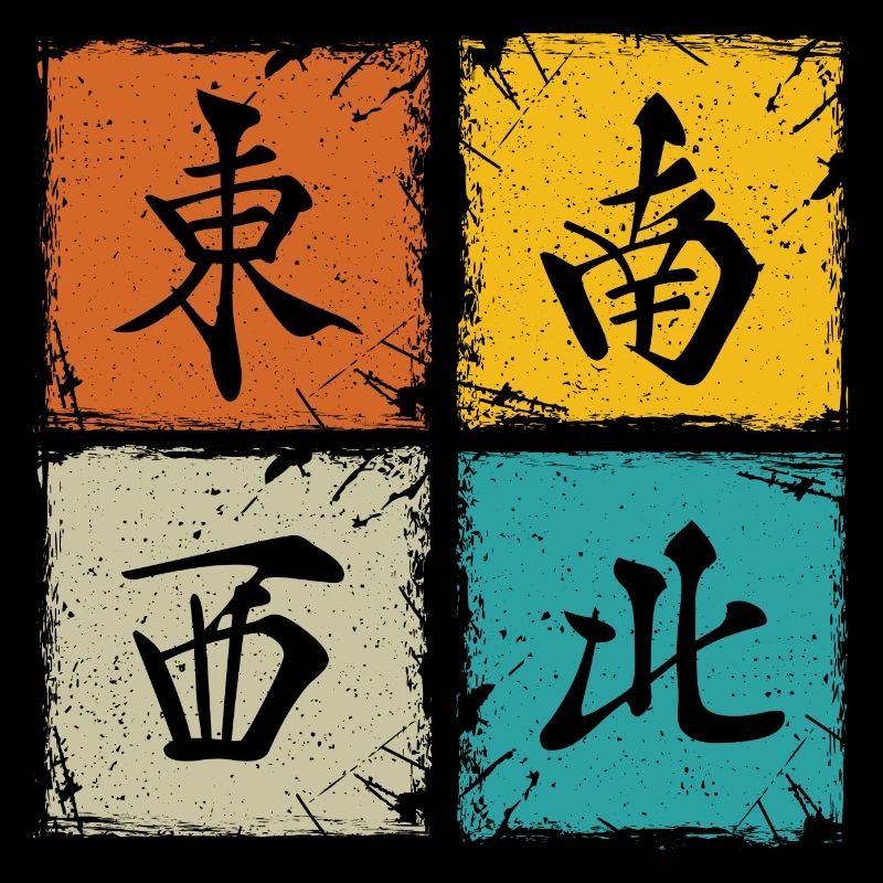 Vier Winde retro Quadrate cool Mahjong Geschenk