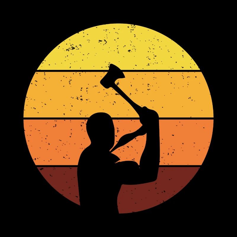 Vintage Retro Axe Thrower Hatchet Coucher du soleil