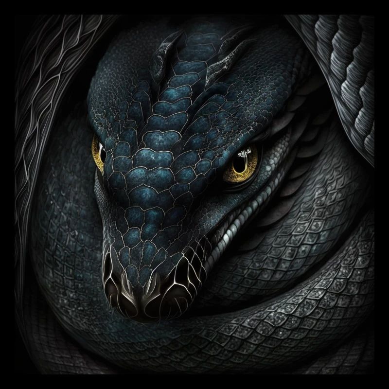 Serpent noir à mi-parcours