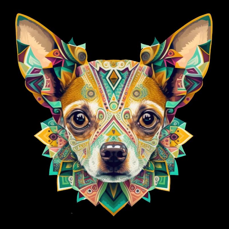 Farbenfrohes Chihuahua Kopf Artwork