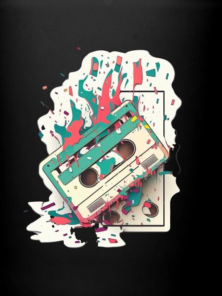 Cassette rétro en feu