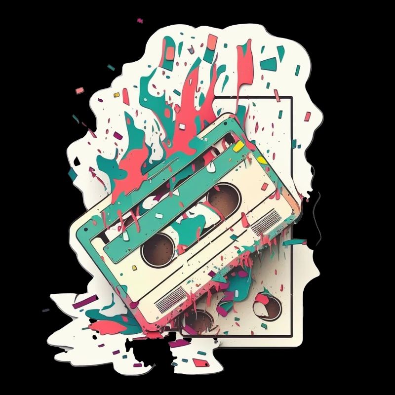 Retro Cassette On Fire