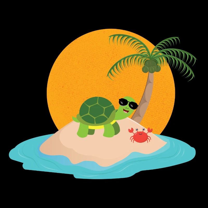 Cool turtle on island