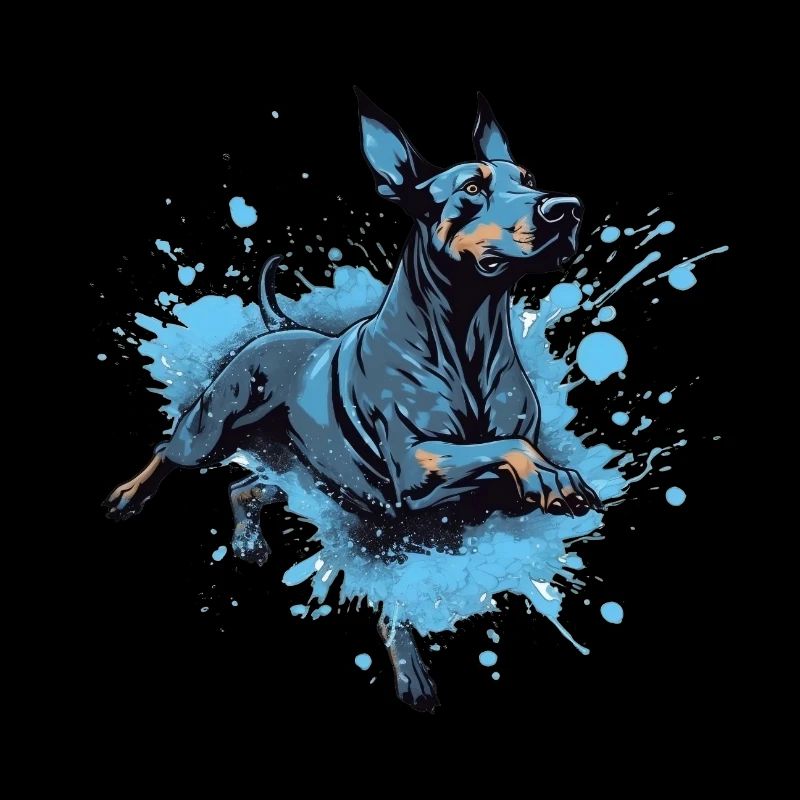 Doberman Dock-Diving into Water