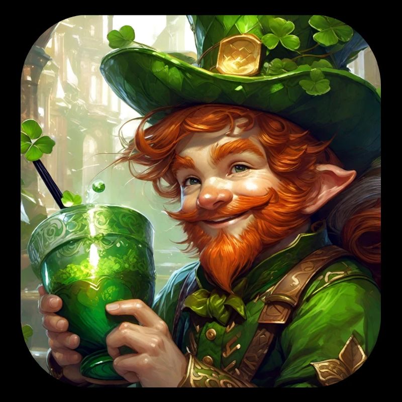 Saint Patricks Day Kobold Leprechaun mit Kleeblatt