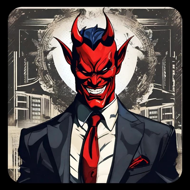 Evil grinning devil with tie and suit