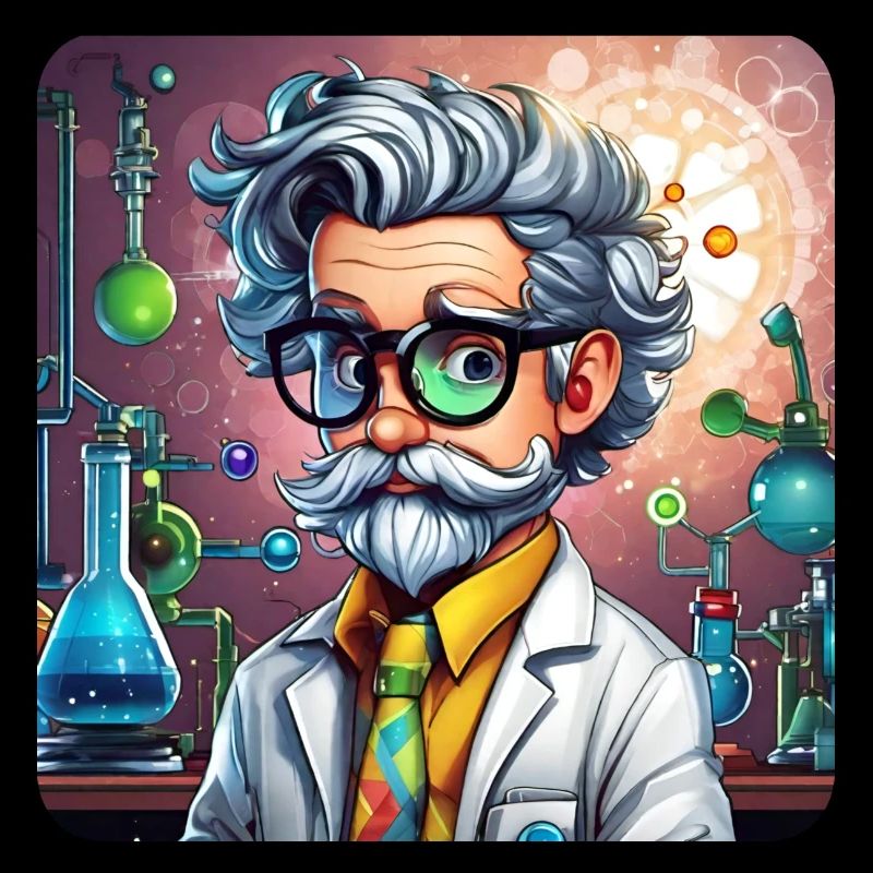 Crazy professor with glasses and smock