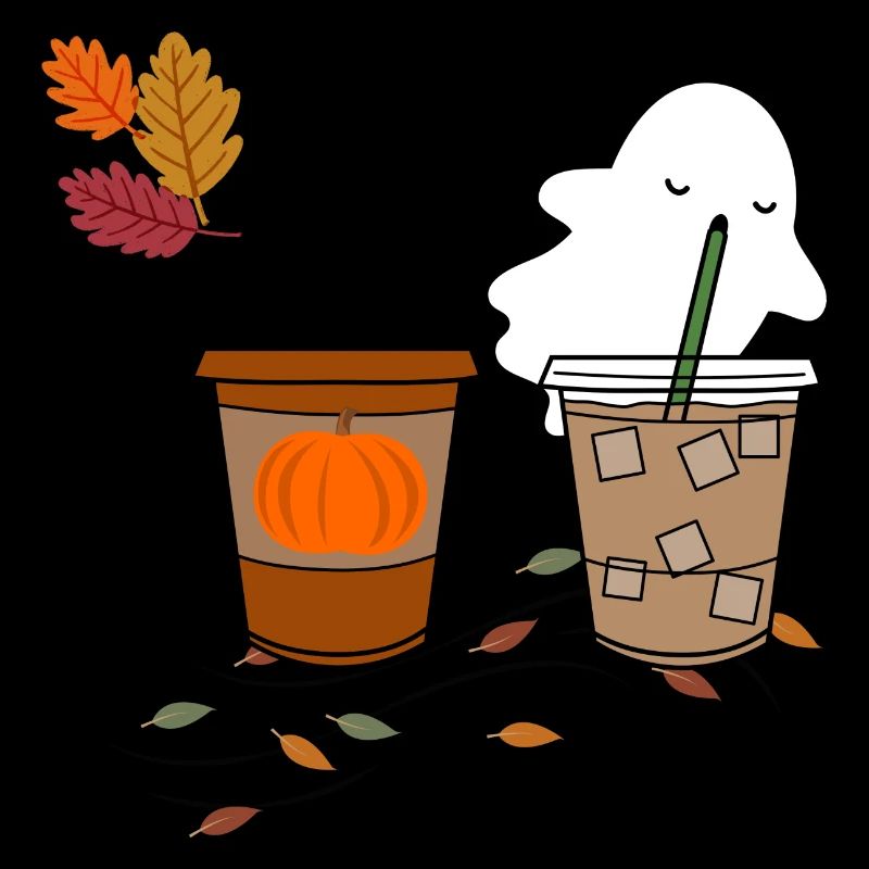 Ghost drinking coffee Halloween Design