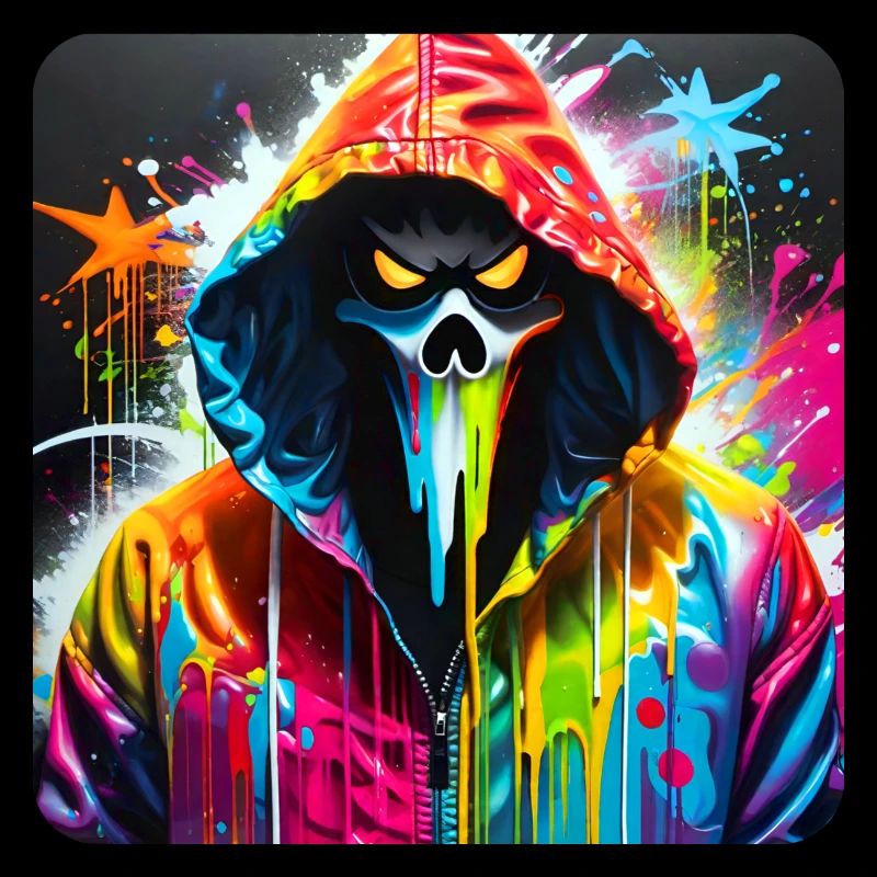 Démon effrayant dans un sweat à capuche de style graffiti