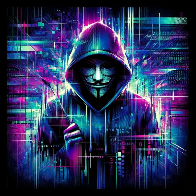 Cyber-Hacker im Glitch-Stil