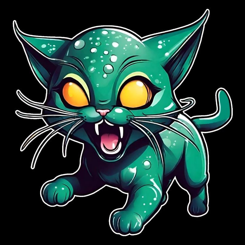 Grüne Alien Katze