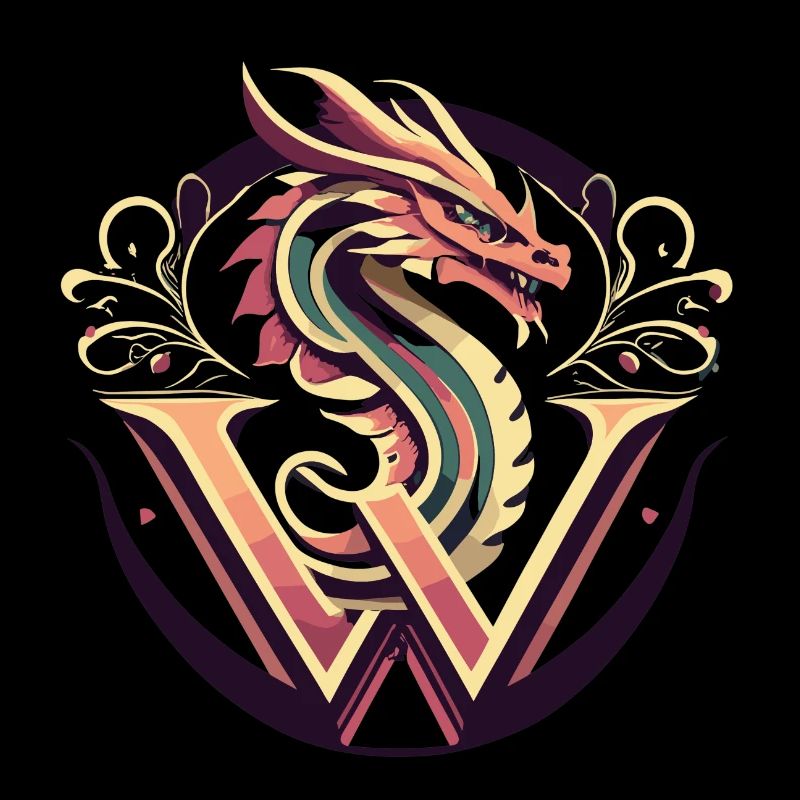 Buchstabe W mit Drache