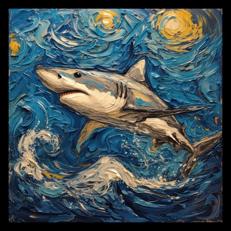 Shark, Shark, Fish, Van Gogh, Starry Night