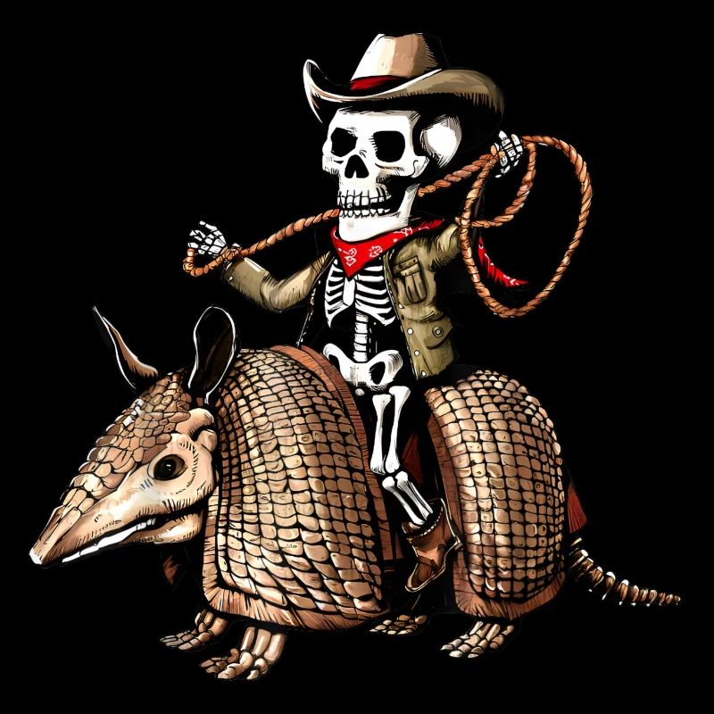 Cowboy Skeleton Riding Armadillo Funny Western