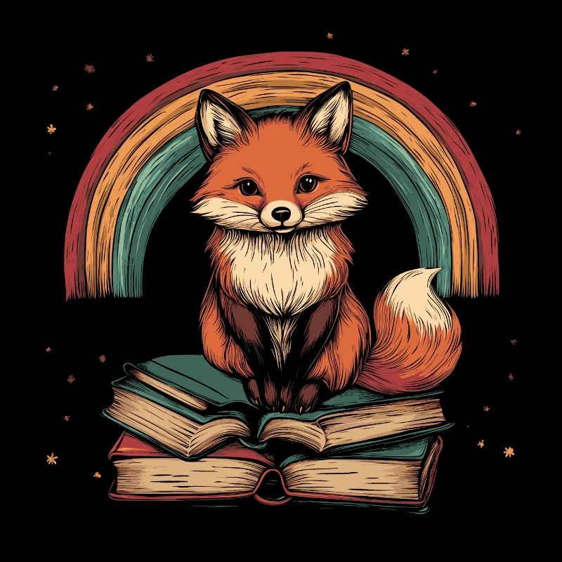 Cute Fox with Books