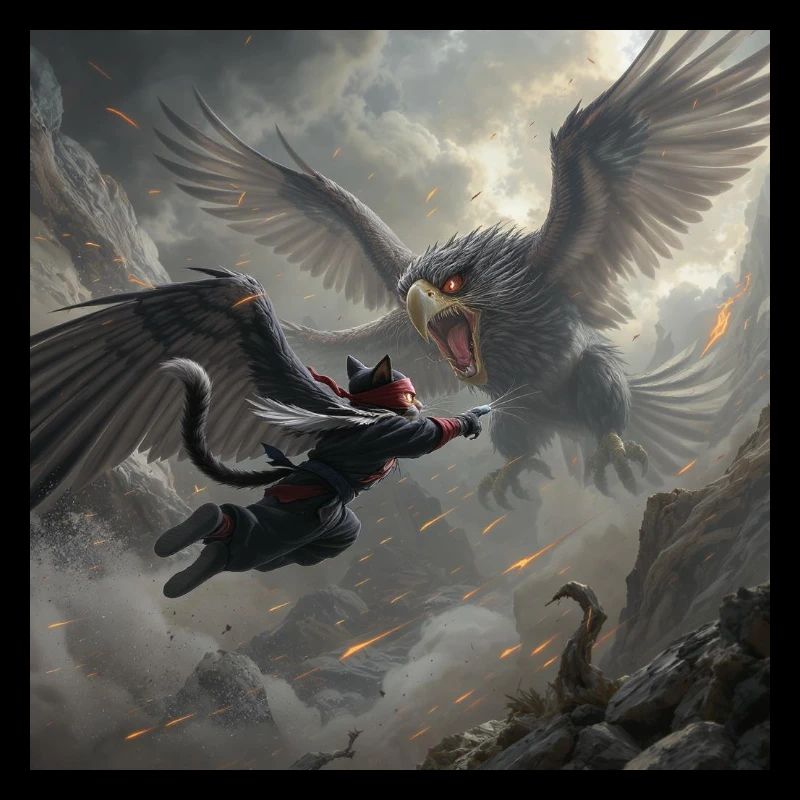 Mythical Battle of Eagle and Ninja