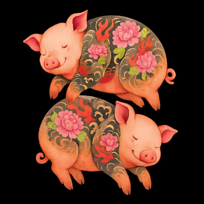 Floating Tattooed Piglets – Double Zen Ink