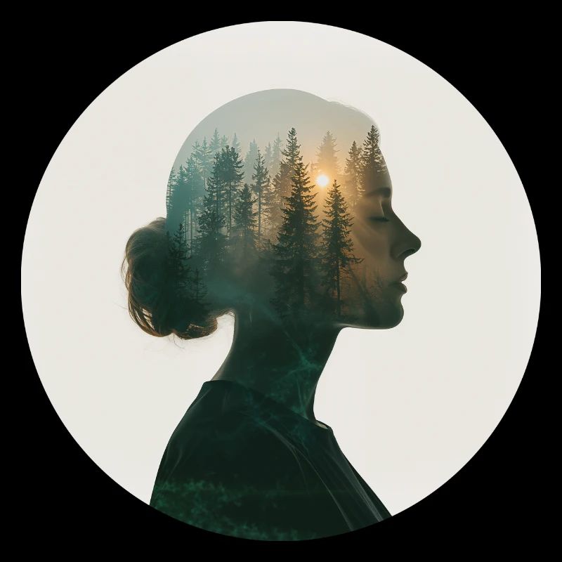 Forest dreams in women's profile