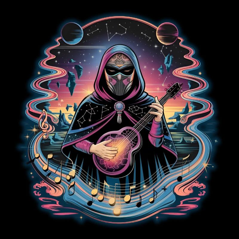 Mystic Astronaut Musician Illustration